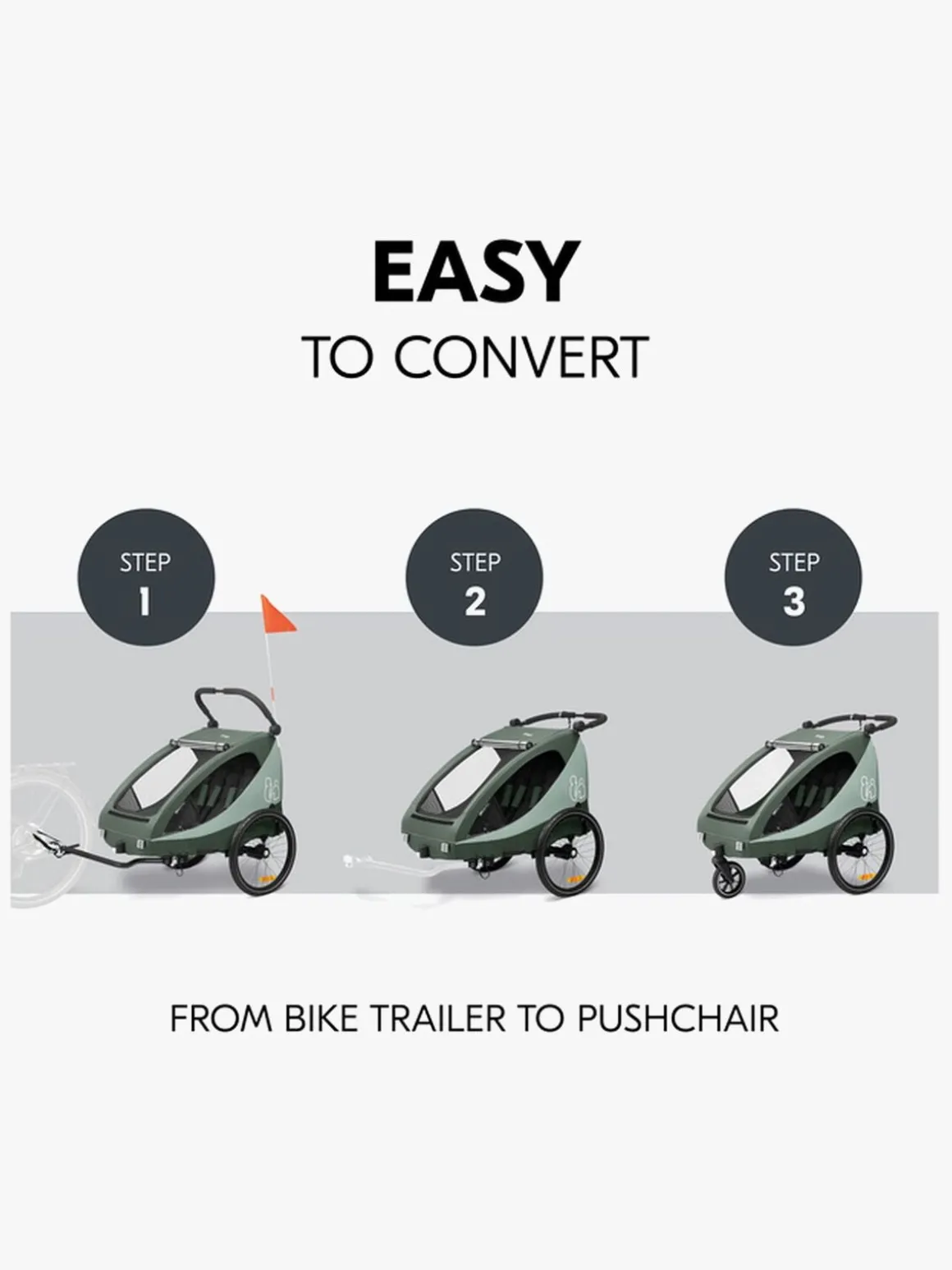 Hauck Dryk Duo Plus Cykelanhænger, Dark Green