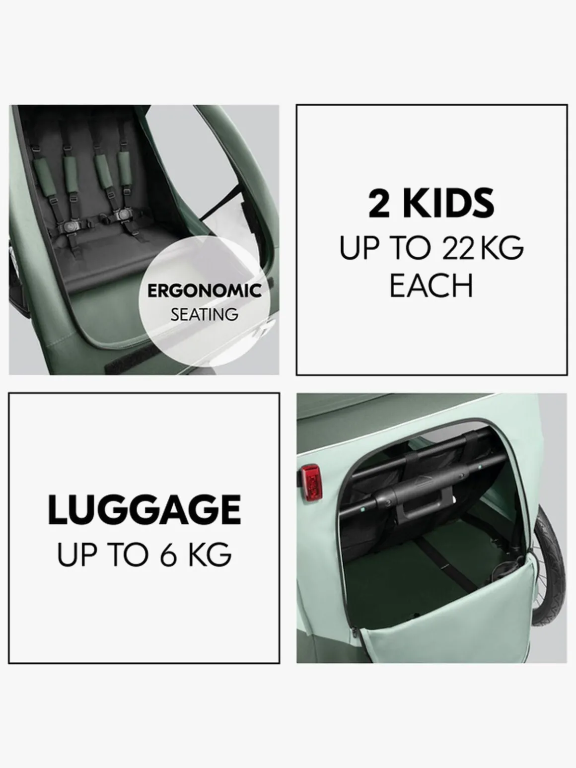 Hauck Dryk Duo Plus Cykelanhænger, Dark Green