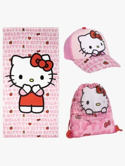 Hello Kitty Håndklæde Gymnastikpose & Kasket Sæt, Lyserød