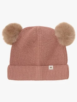 Huttelihut Hue Merinould med Pomponer, Burlwood