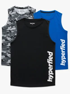 Hyperfied Bounce Tank Top 3-pak, Black/Camo Black/Blue