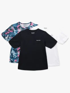 Hyperfied Wave T-Shirt 3-pak, Black/White/Tropical Flower