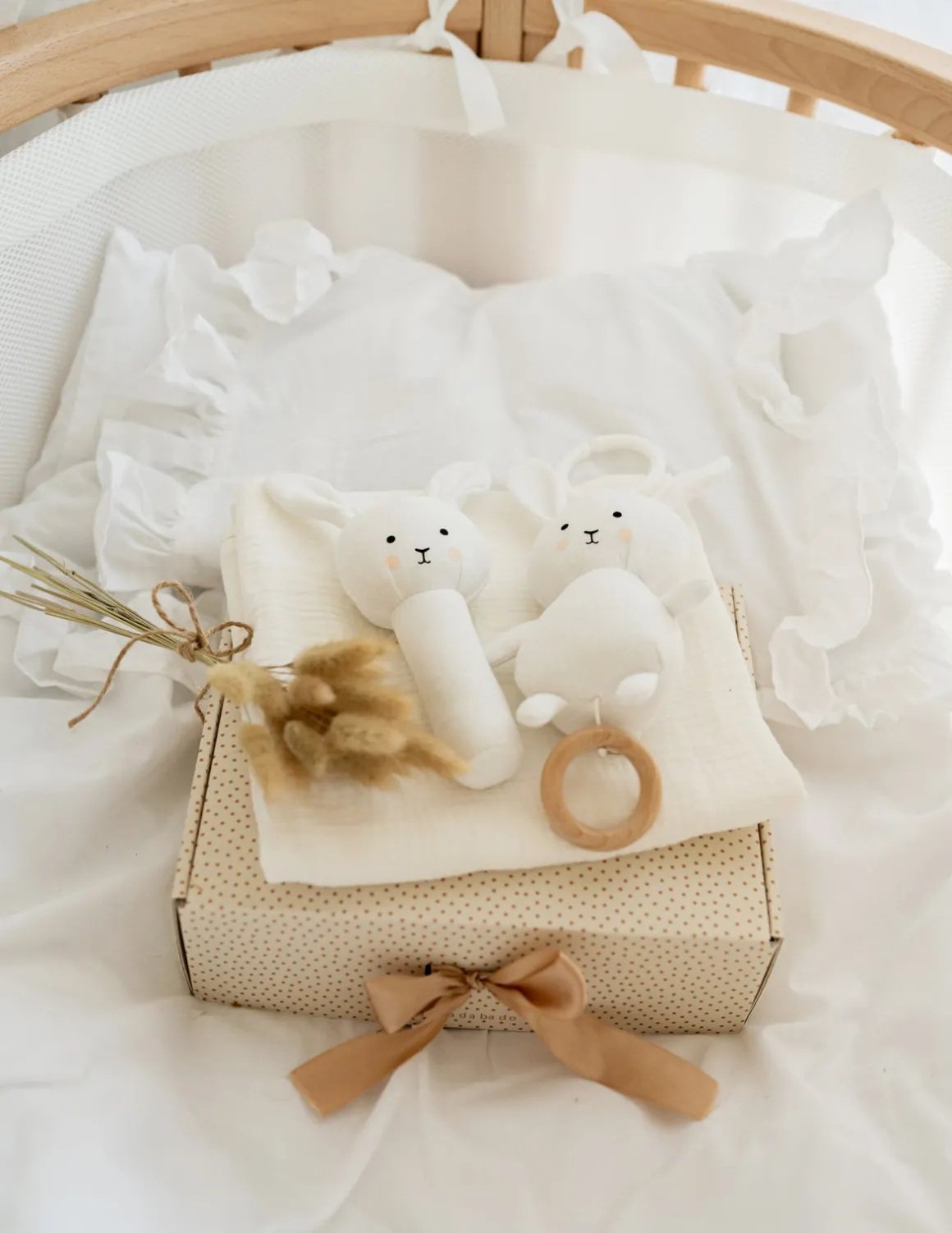 Jabadabado Bunny Tæppe Gavesæt, Hvid