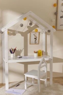 JLY  Huset Skrivebord med Stol, Hvid