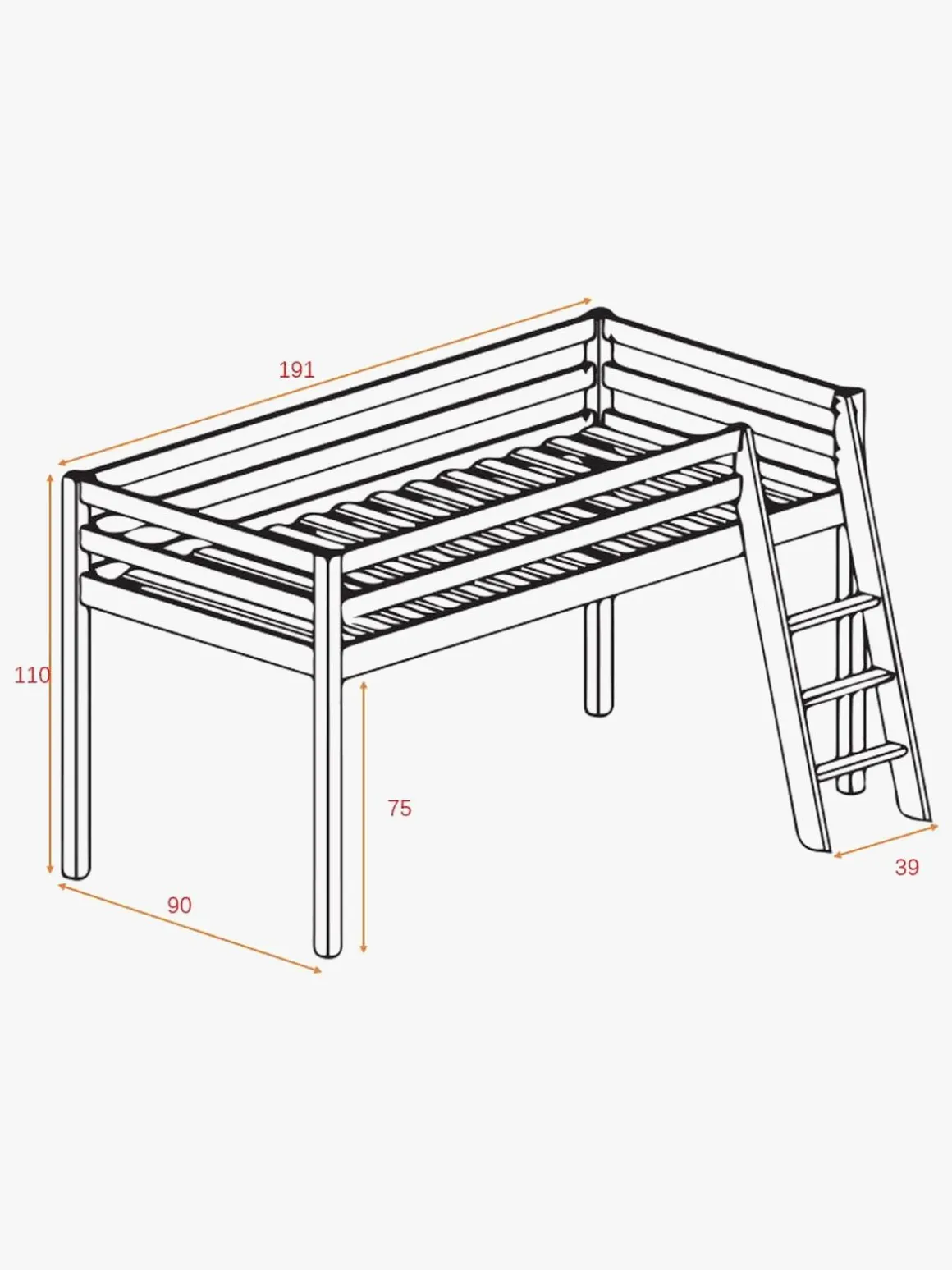 JLY TILDA Juniorseng m. Sengegardin & Madras 90x190, Hvid