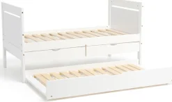 JLY 70x140 Juniorseng med Ekstraseng + Opbevaringskasser, Hvid