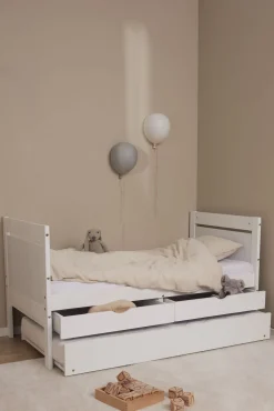 JLY 70x140 Juniorseng med Ekstraseng + Opbevaringskasser, Hvid