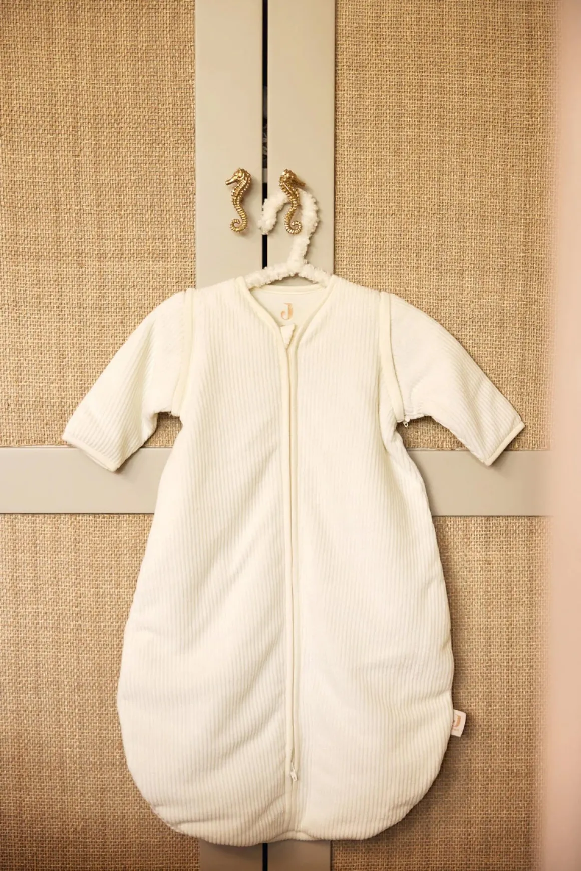 Jollein Sovepose med Aftagelig Ærmer Rundt 90 cm, Rib Ivory