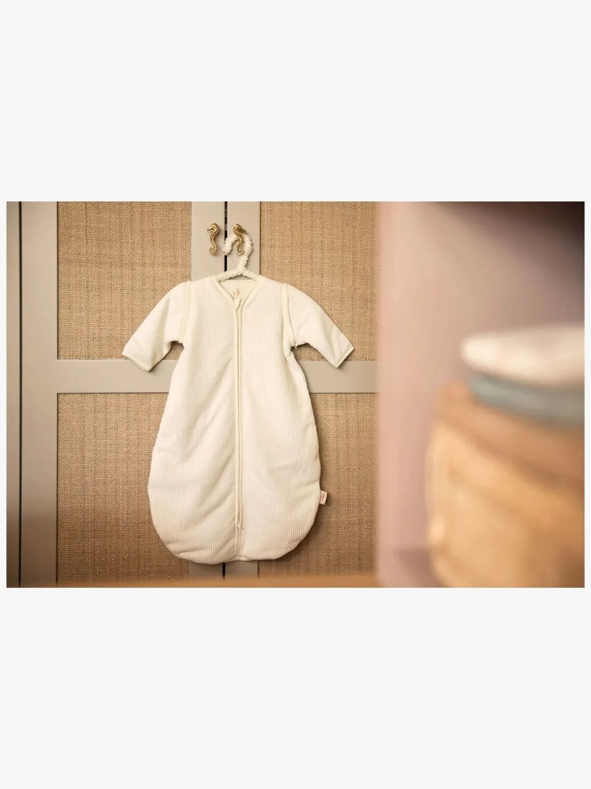 Jollein Sovepose med Aftagelig Ærmer Rundt 90 cm, Rib Ivory