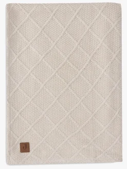 Jollein Strikket Tæppe Ternet Mønster med Bamsefleece, Oatmeal