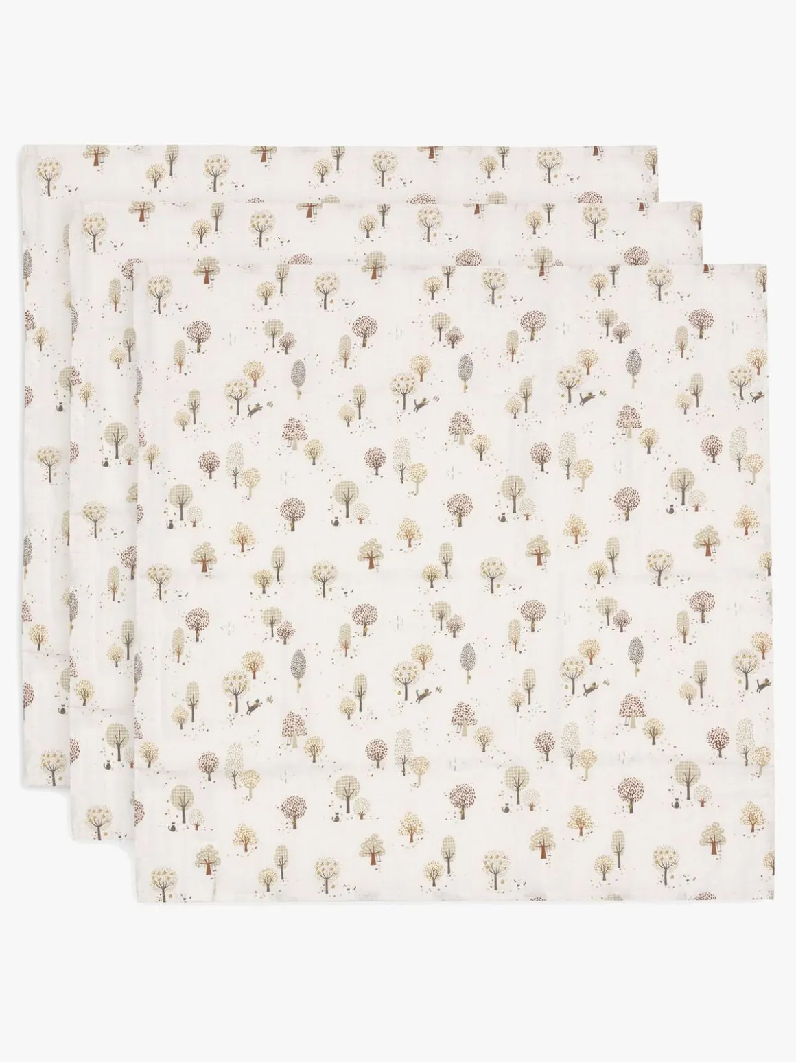 Jollein Tæppe/ Stofble i Musselin 70x70 cm 3-pak, Tiny Park