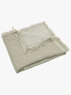 Jollein Tæppe/ Stofble i Musselin Fringe, Olive Green/Ivory