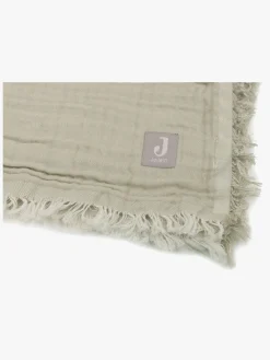 Jollein Tæppe/ Stofble i Musselin Fringe, Olive Green/Ivory