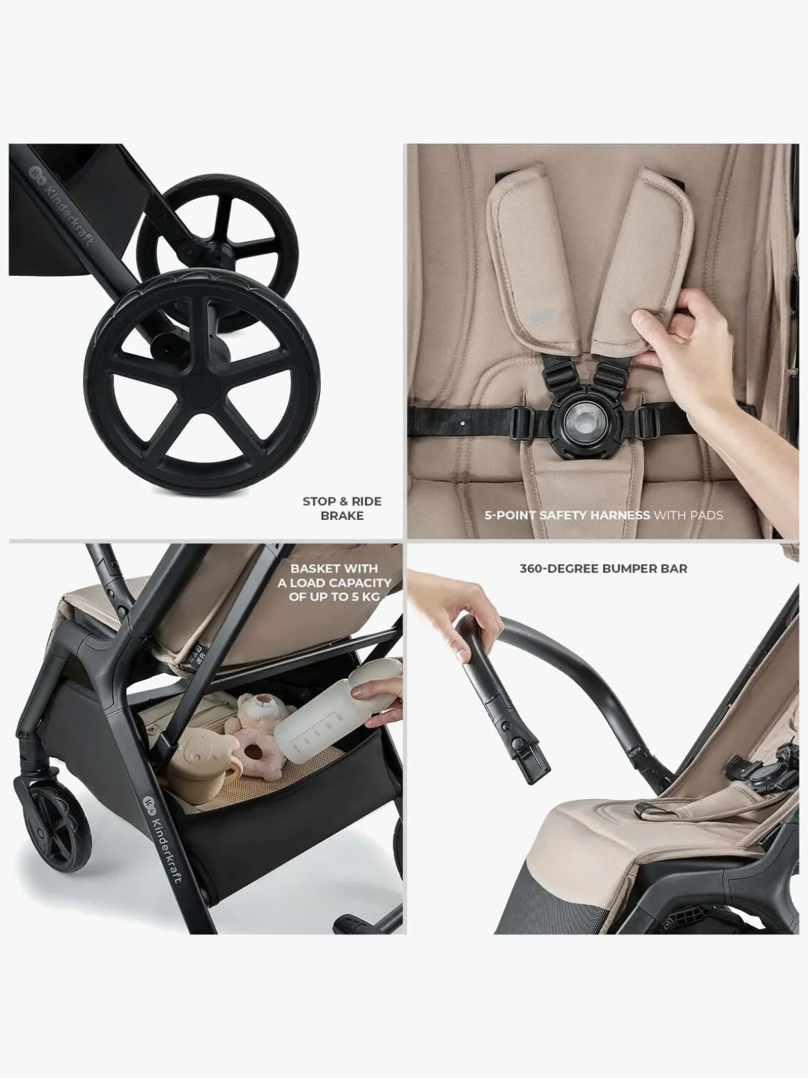 Kinderkraft Loom Klapvogn, Linen Beige