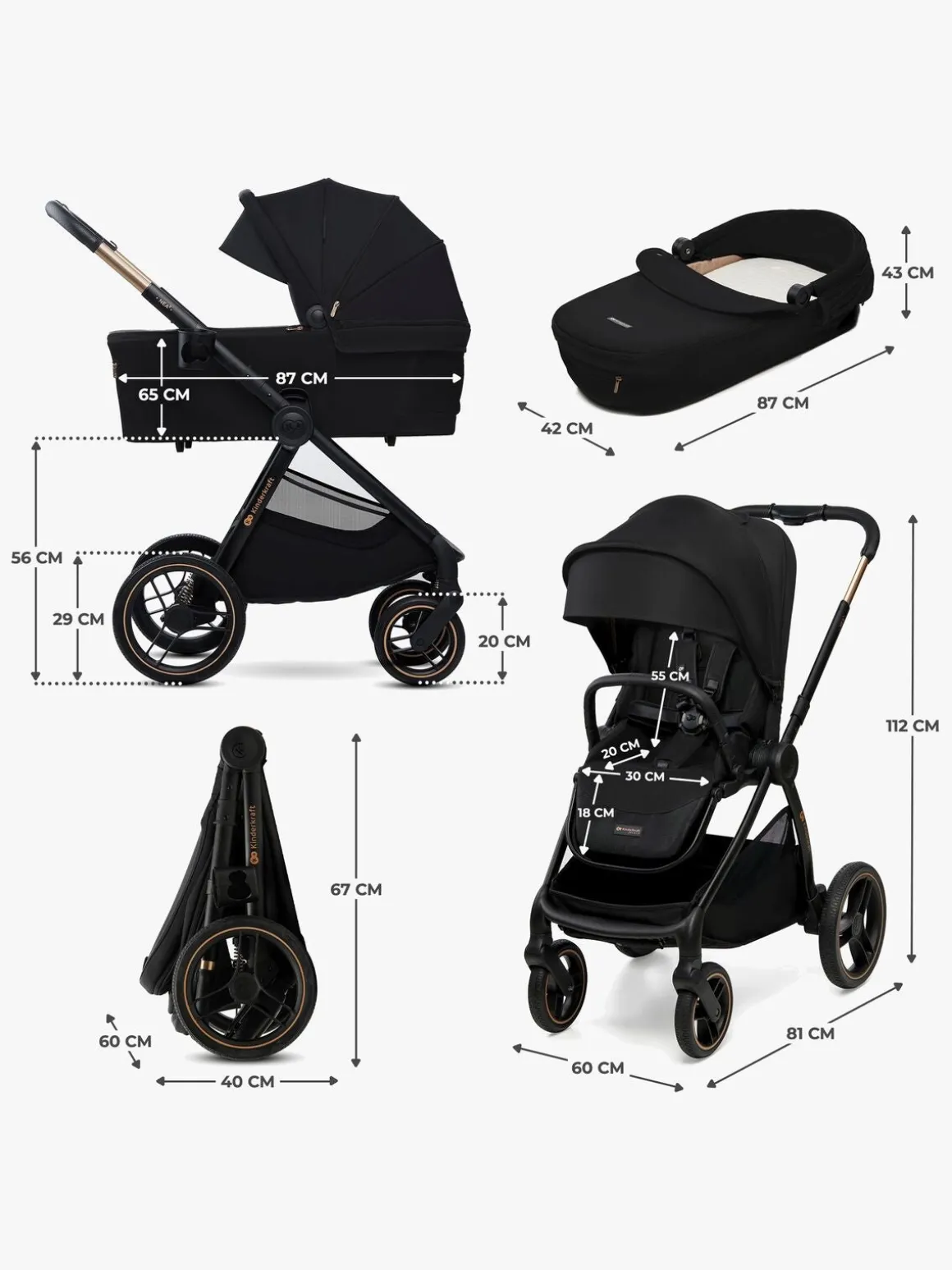Kinderkraft NEA 2-in-1 Duovogn, Midnight Black