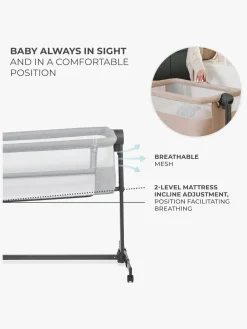 Kinderkraft Neste Up 2 Bedside Crib, Light Grey