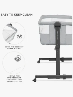 Kinderkraft Neste Up 2 Bedside Crib, Light Grey