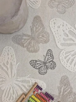 KMCarpets Gulvtæppe Sommerfugl 120x170, Creme