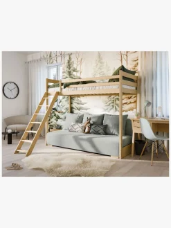 Lano Meble SOFINO Højseng i Fyrretræ med Sofa 90x200/140x200, Graphite/Zoom