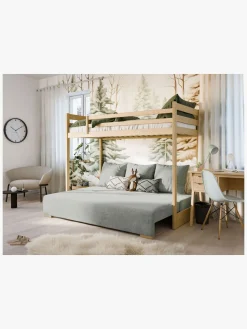 Lano Meble SOFINO Højseng i Fyrretræ med Sofa 90x200/140x200, Graphite/Zoom