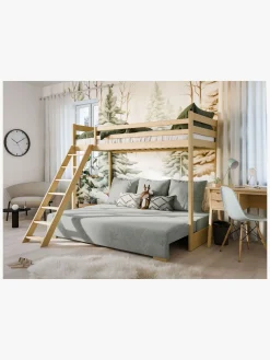 Lano Meble SOFINO Højseng i Fyrretræ med Sofa 90x200/140x200, Graphite/Zoom