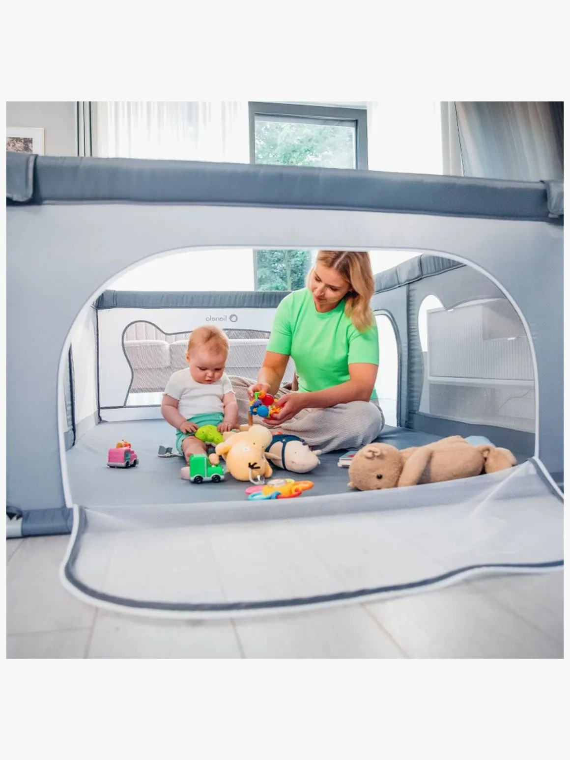 Lionelo WILLOW Kravlegård til Barn & Baby, Grey Concrete