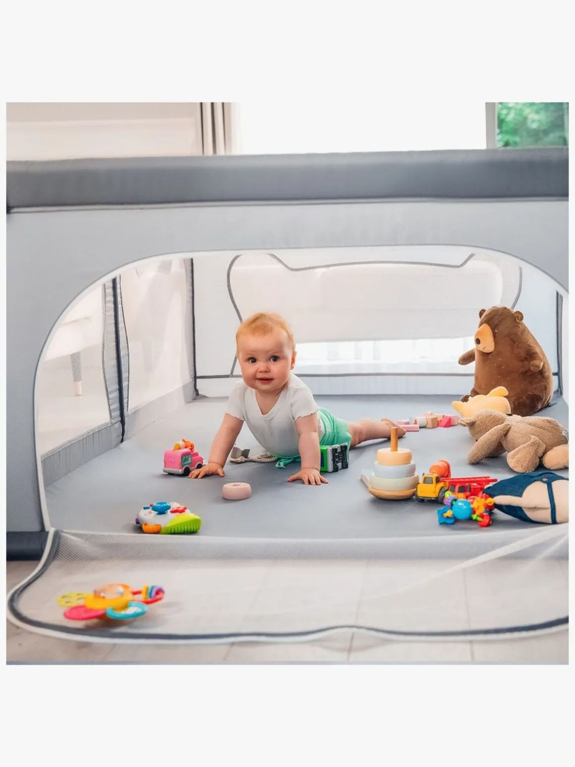 Lionelo WILLOW Kravlegård til Barn & Baby, Grey Concrete