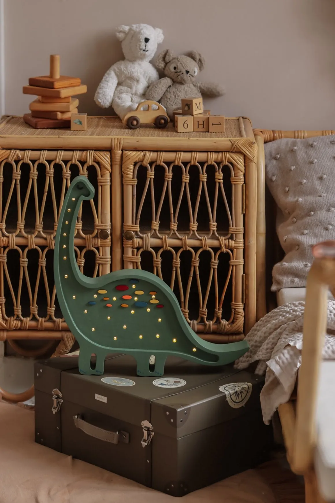 Little Lights Lampe Dinosaur, Konfetti/Grøn