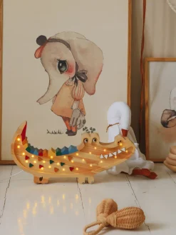 Little Lights Lampe Krokodille, Caribbean Wood