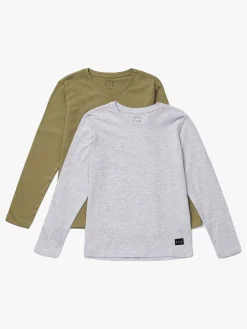 Luca & Lola Abel Langærmet T-Shirt 2-pak, Grey Melange/Brown