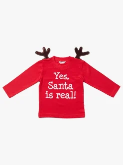 Luca & Lola Baby Langærmet t-shirt Santa Is Real Deer, Red