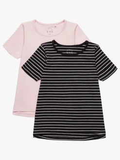 Luca & Lola Malena T-shirt 2-pak, Black/Pink Stripes