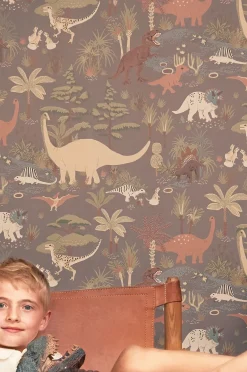 Majvillan Tapet Dinosaur Vibes, Evening Grey