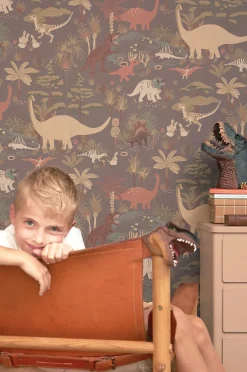 Majvillan Tapet Dinosaur Vibes, Evening Grey