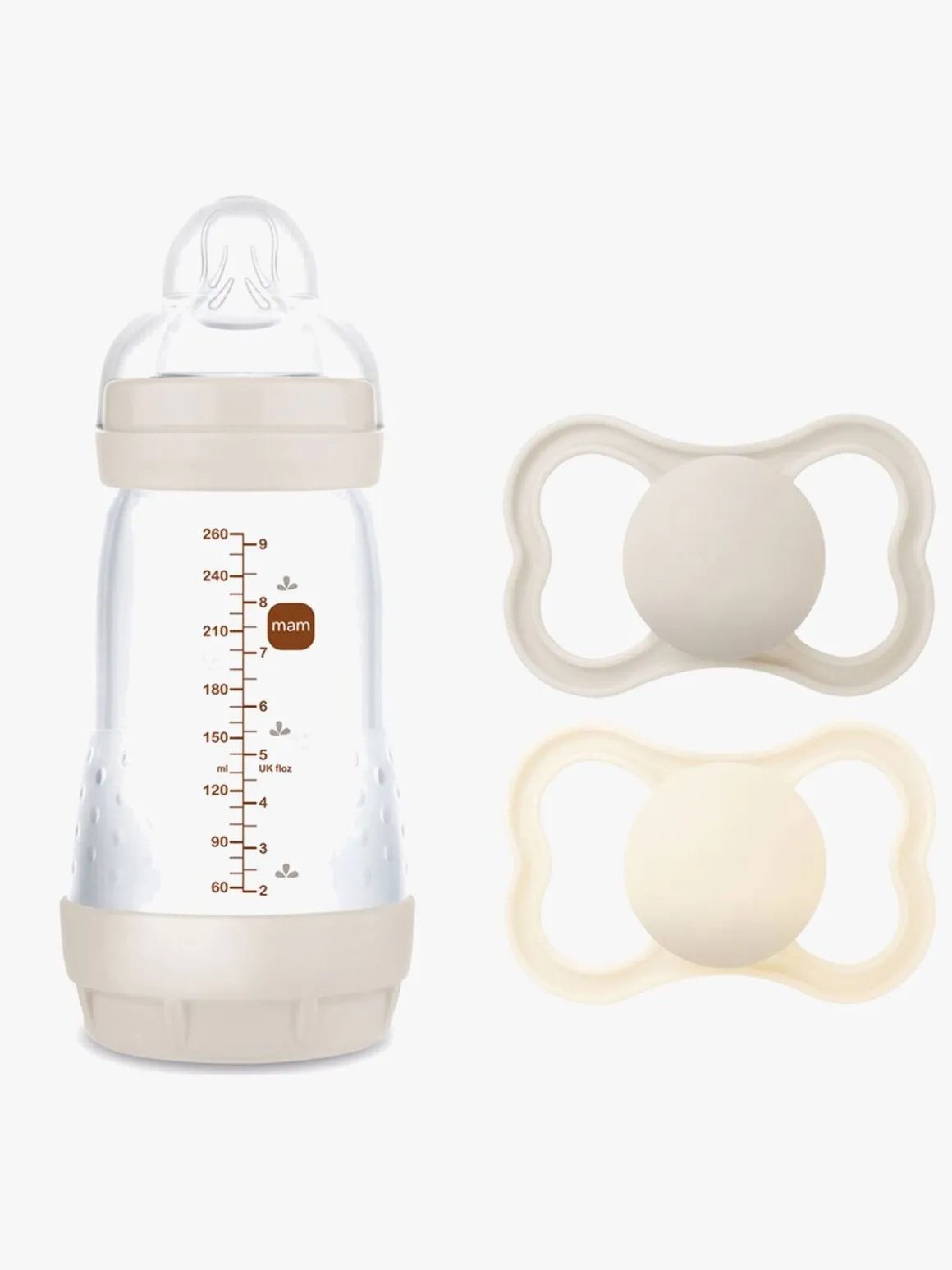 MAM Air Naturgummi Sutter 16-36m & Easy Start Sutteflaske Anti-kolik 260 ml, Neutral