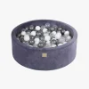 Meowbaby Rund Boldbassin Velour 30x90, Blågrå