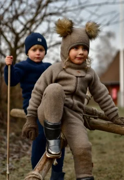 Mikk-Line Elefanthue Merinould med Pomponer, Melange Denver