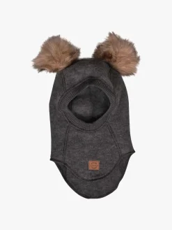 Mikk-Line Elefanthue Merinould med Pomponer, Anthracite Melange