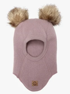 Mikk-Line Elefanthue Merinould med Pomponer, Twilight Mauve