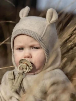 Mikk-Line Ulddragt Merinould med Ører, Melange Offwhite