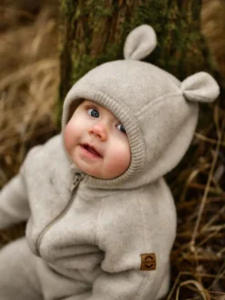 Mikk-Line Ulddragt Merinould med Ører, Melange Offwhite