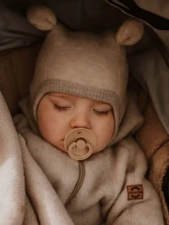 Mikk-Line Ulddragt Merinould med Ører, Melange Offwhite