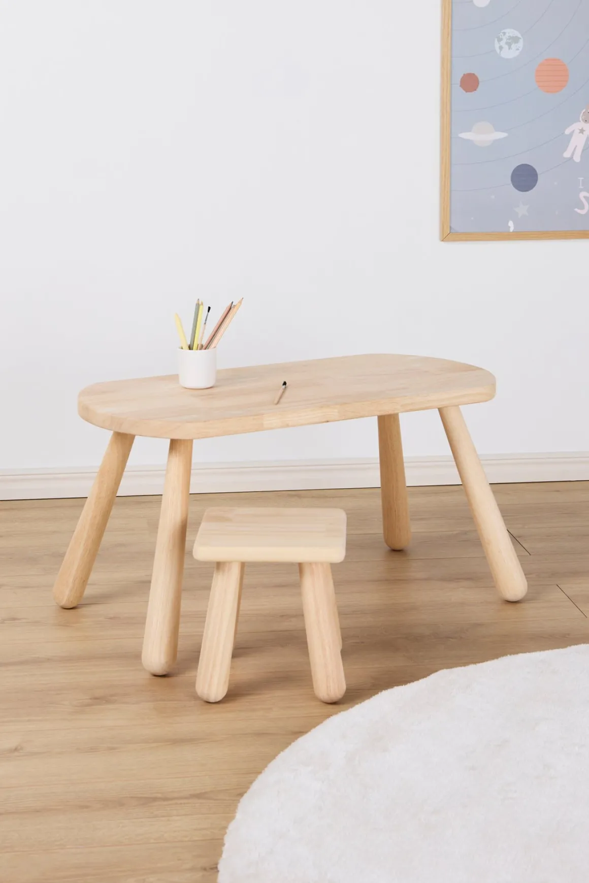 Minitude Minitude Nordic Skrivebord med Firkantet Skammel, Natur