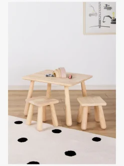 Minitude Nordic Rektangulært Bord & Firkantede Skamler, Natur