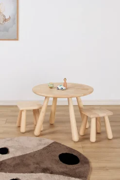 Minitude Nordic Rundt Bord & Firkantede Skamler, Natural