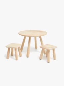 Minitude Nordic Rundt Bord & Firkantede Skamler, Natural