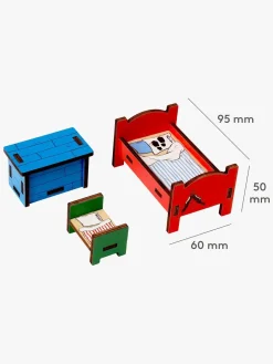 Pippi Langstrømpe Dukkehusmøbler Soveværelse 3 Dele