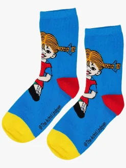 Pippi Langstrømpe Strømper 2-pak, Blå/Rød