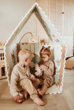 Play&Go Puslespilsmåtte Træhytte 6 Dele