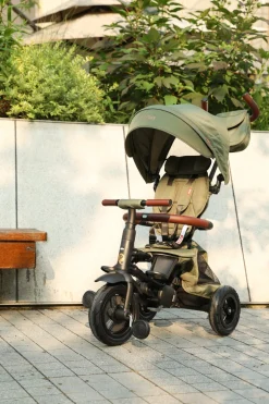 QPlay Rito Delux 6-i-1 Sammenklappelig Trehjulet Cykel, Olivengrøn